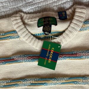 Alexander Julian Men's Cream Sweater with Multicolor Stripes